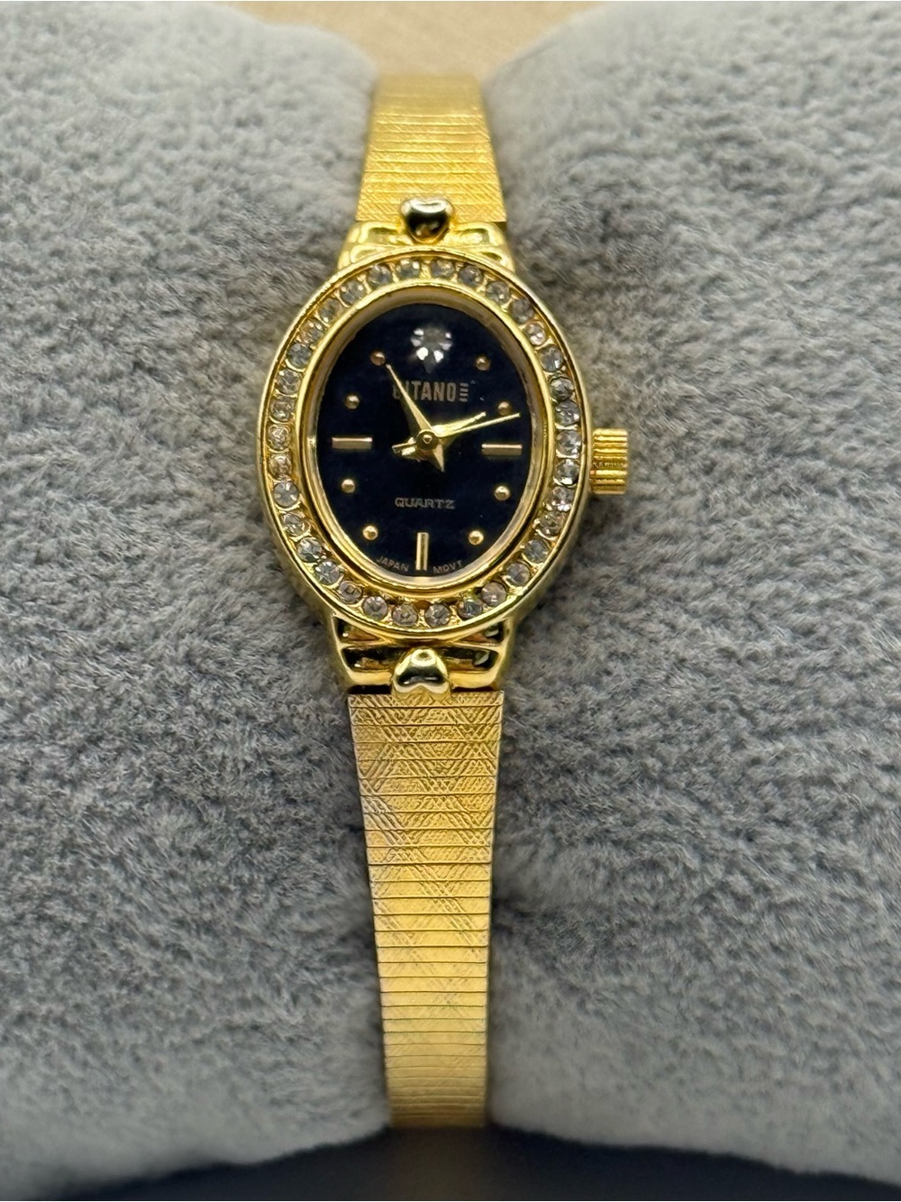 Vintage Citano Gold-tone Women's Quartz Dress Watch with Black Dial